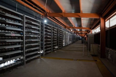 A large scale mining farm with many servers operating